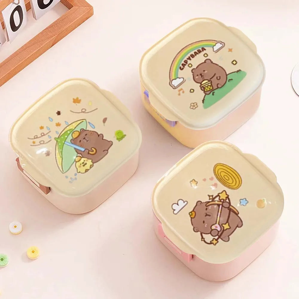 Capybara Lunch Box. Fun School Lunch Box. 4 Different Models Tuper Lunch Box 900Ml Square.