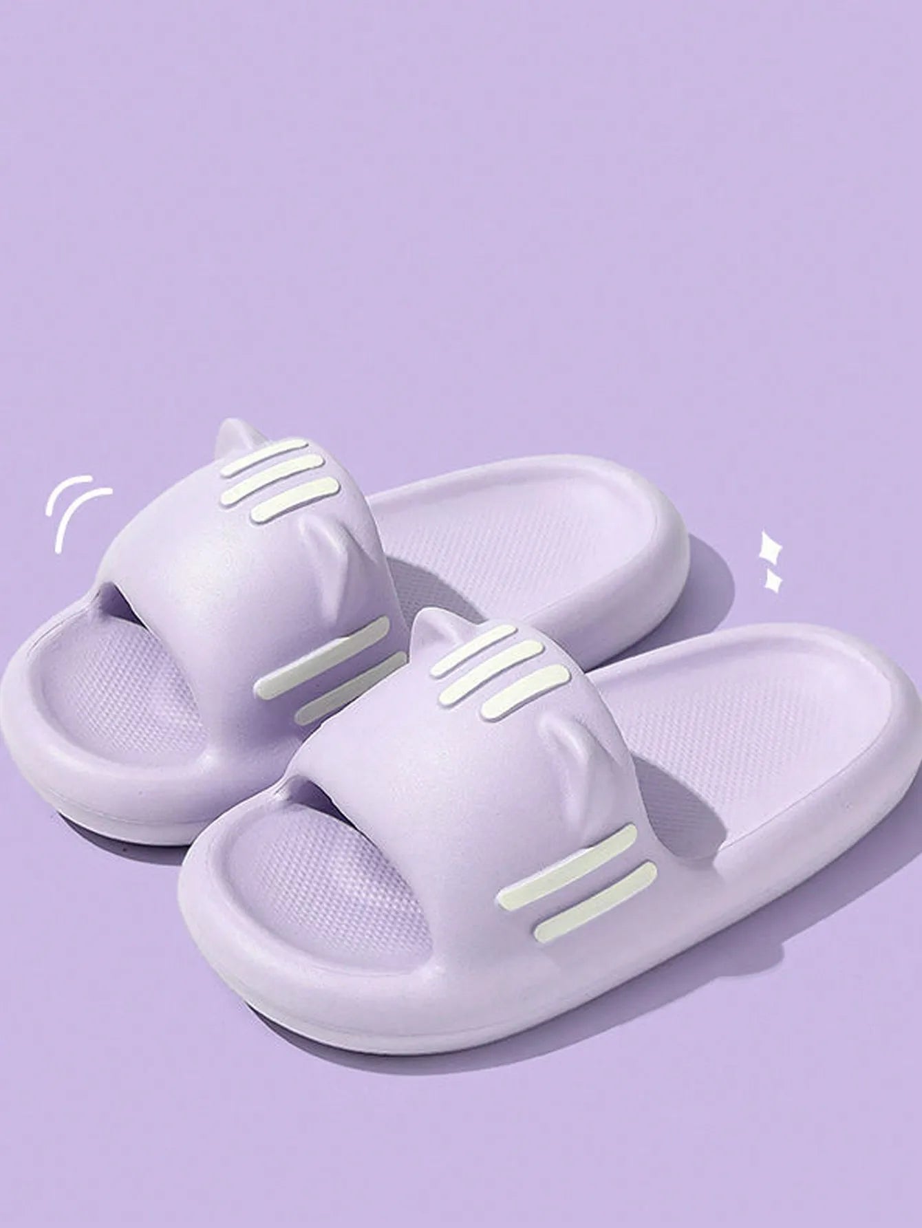 Lovely Cat Ears Decorative Sandal Indoor and Outdoor Non-Slip Cold Elasticity Sandals with Thick, Wear-Resistant Soles