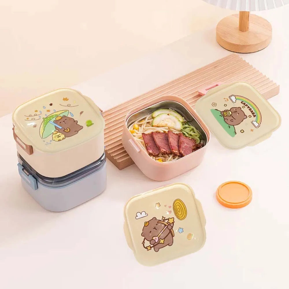 Capybara Lunch Box. Fun School Lunch Box. 4 Different Models Tuper Lunch Box 900Ml Square.