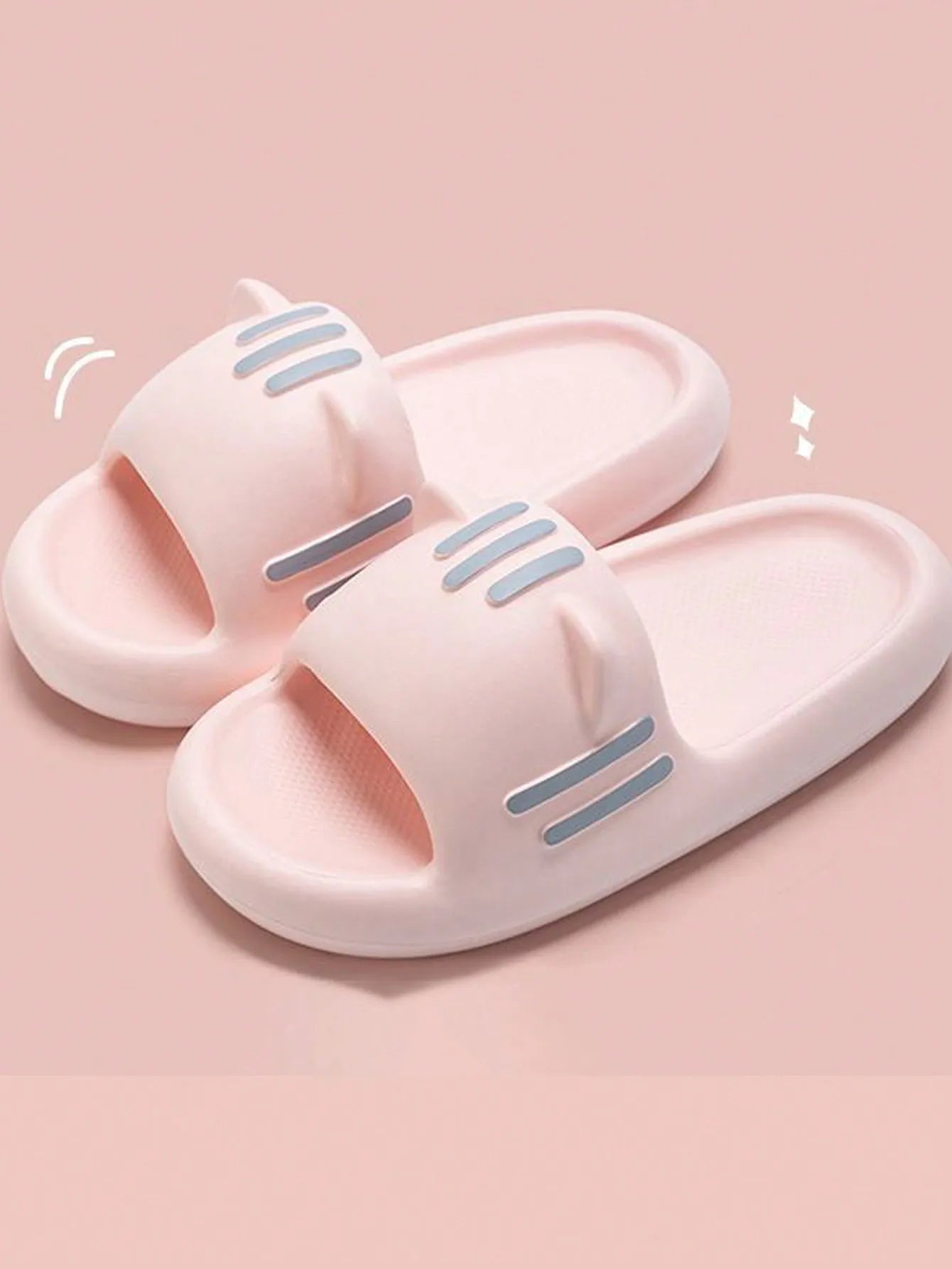 Lovely Cat Ears Decorative Sandal Indoor and Outdoor Non-Slip Cold Elasticity Sandals with Thick, Wear-Resistant Soles