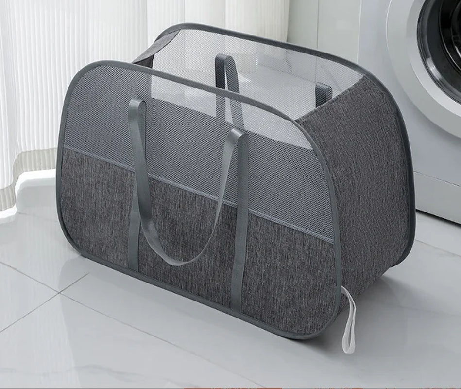 Mesh Pop-Up Laundry Basket, Laundry Basket, Foldable Dirty Clothes Storage Basket, Large Capacity Storage Basket