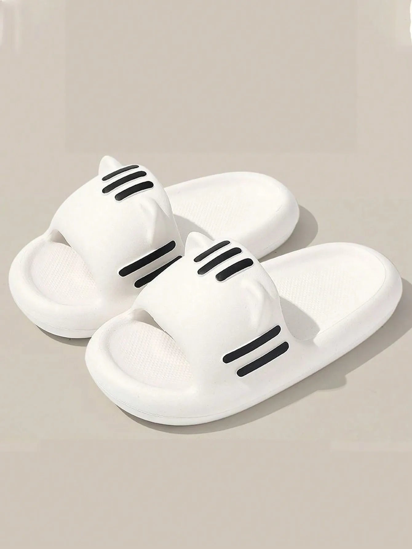 Lovely Cat Ears Decorative Sandal Indoor and Outdoor Non-Slip Cold Elasticity Sandals with Thick, Wear-Resistant Soles