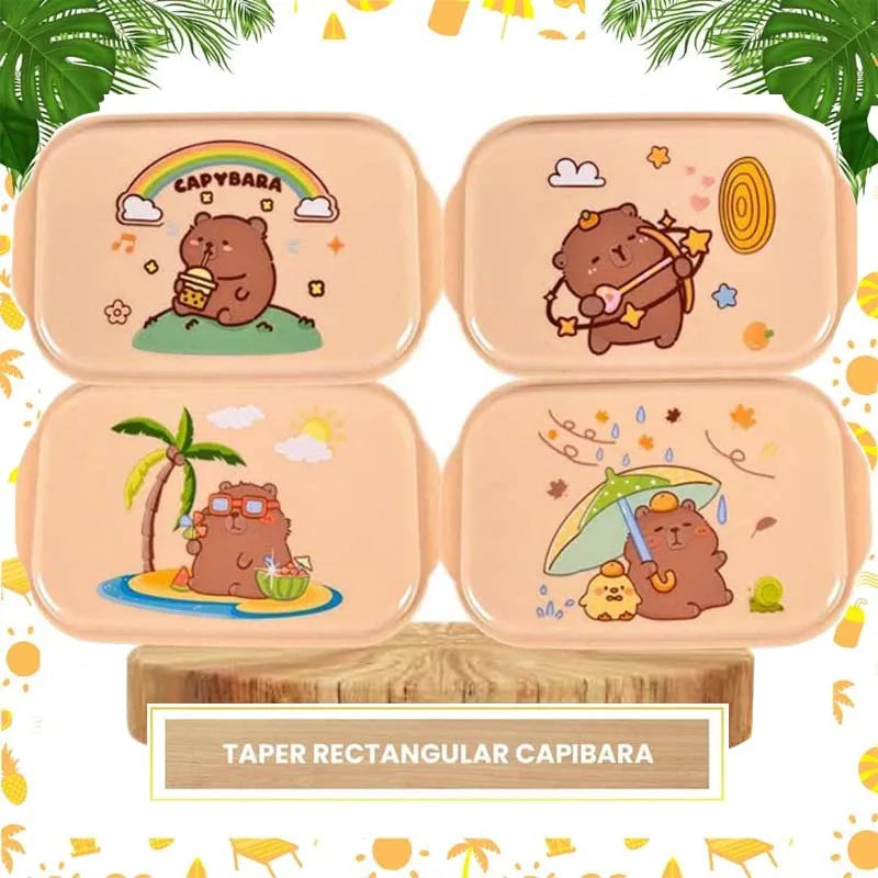 Capybara Lunch Box. Fun School Lunch Box. 4 Different Models Tuper Lunch Box 900Ml Square.
