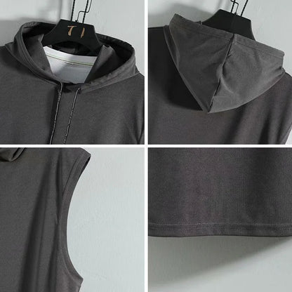 M-3XL Men'S Tank Tops Vest Sleeveless Tees Hooded Male T Shirt Gym Exercise Sports Golf Shirt Korean Style Casual Solid Color