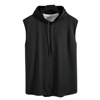 M-3XL Men'S Tank Tops Vest Sleeveless Tees Hooded Male T Shirt Gym Exercise Sports Golf Shirt Korean Style Casual Solid Color