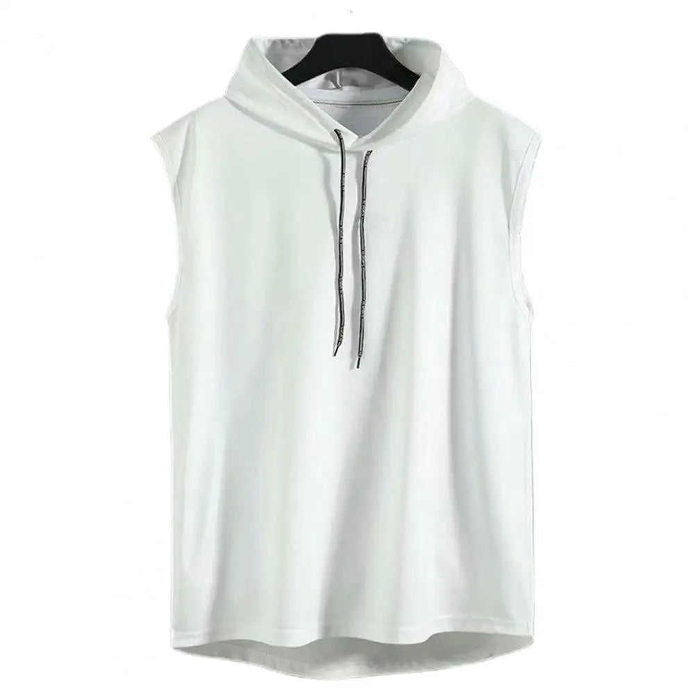 M-3XL Men'S Tank Tops Vest Sleeveless Tees Hooded Male T Shirt Gym Exercise Sports Golf Shirt Korean Style Casual Solid Color
