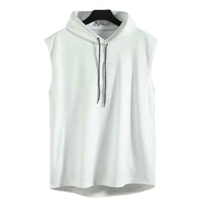 M-3XL Men'S Tank Tops Vest Sleeveless Tees Hooded Male T Shirt Gym Exercise Sports Golf Shirt Korean Style Casual Solid Color