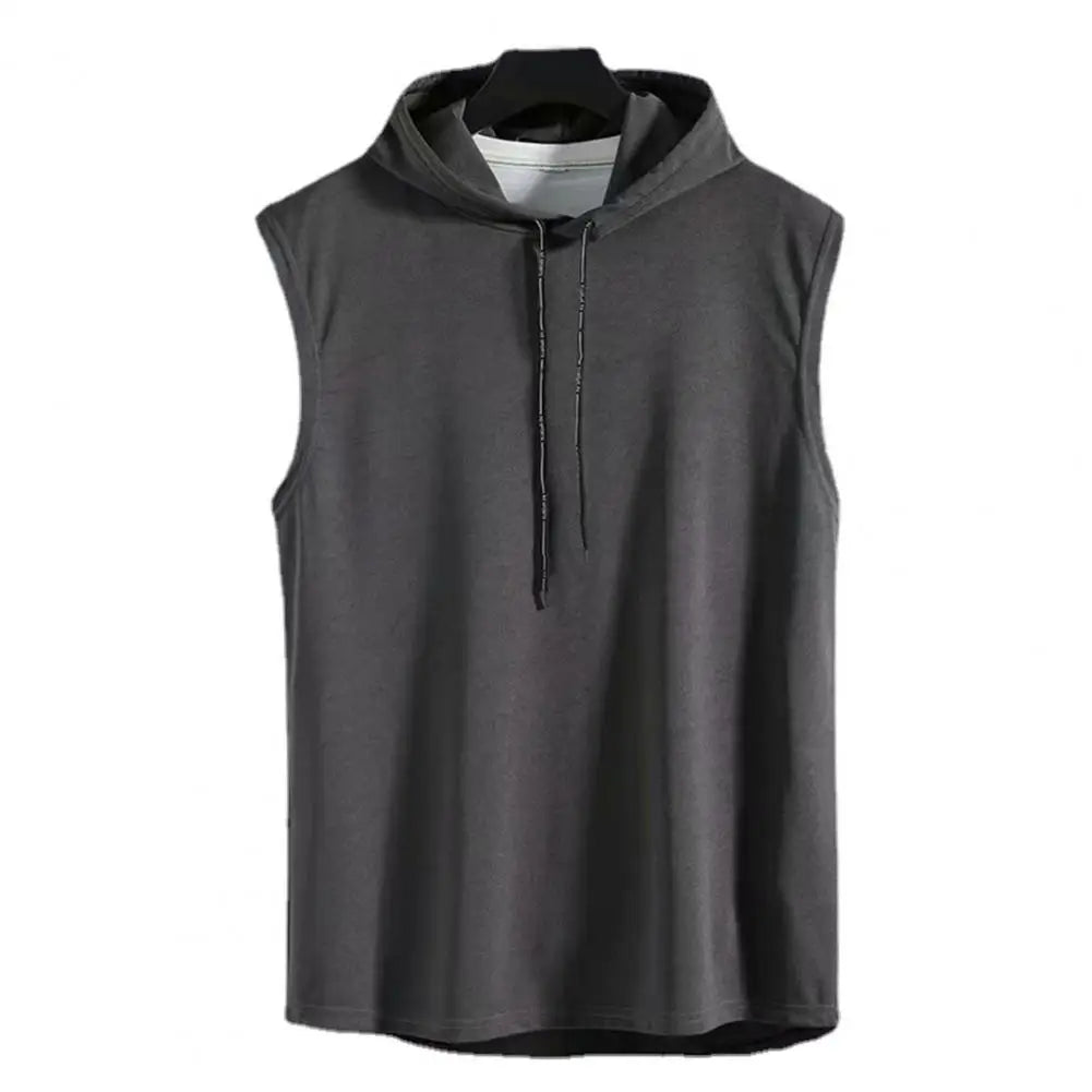 M-3XL Men'S Tank Tops Vest Sleeveless Tees Hooded Male T Shirt Gym Exercise Sports Golf Shirt Korean Style Casual Solid Color