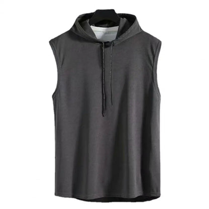 M-3XL Men'S Tank Tops Vest Sleeveless Tees Hooded Male T Shirt Gym Exercise Sports Golf Shirt Korean Style Casual Solid Color