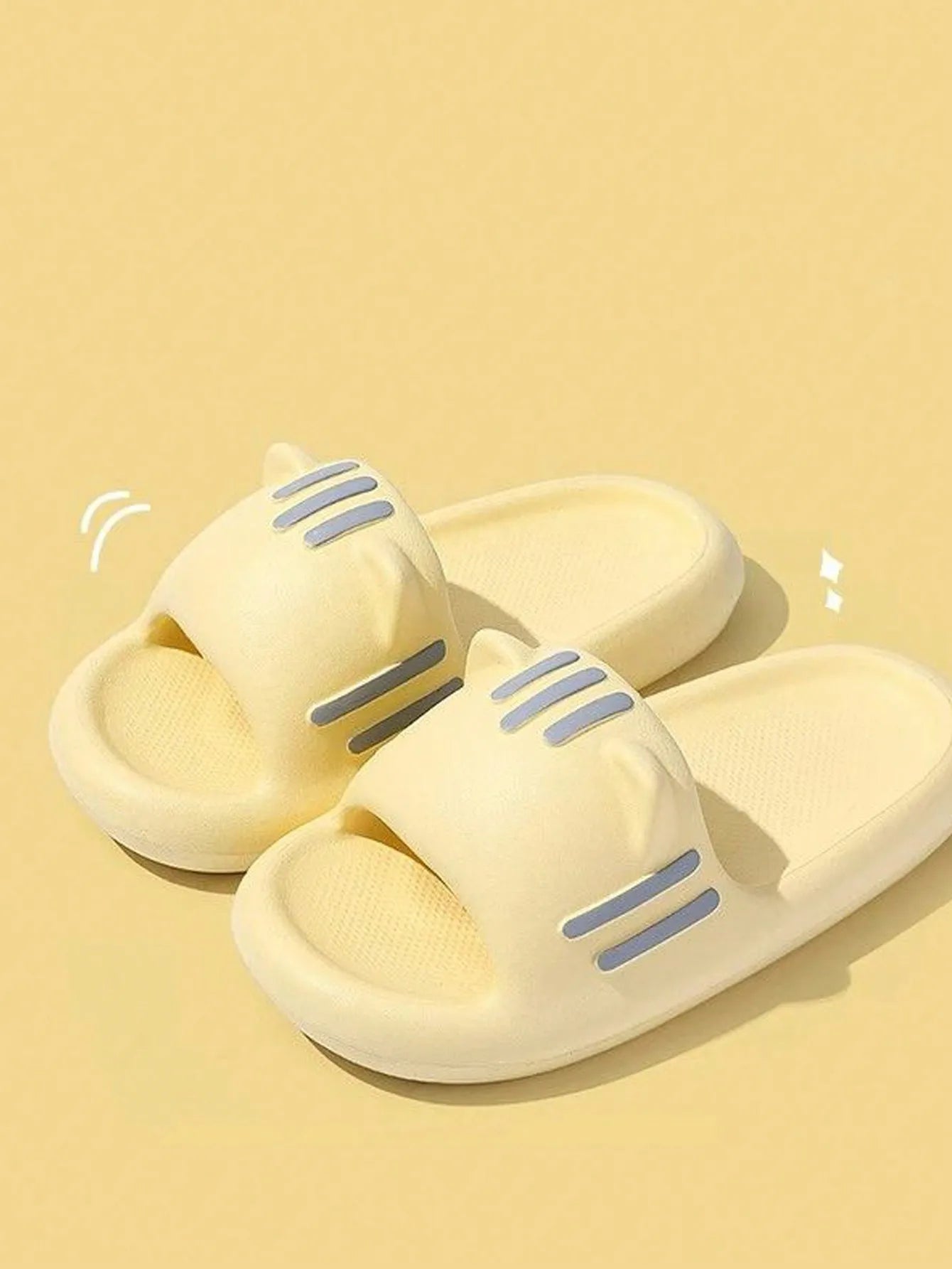 Lovely Cat Ears Decorative Sandal Indoor and Outdoor Non-Slip Cold Elasticity Sandals with Thick, Wear-Resistant Soles