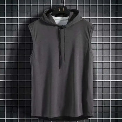 M-3XL Men'S Tank Tops Vest Sleeveless Tees Hooded Male T Shirt Gym Exercise Sports Golf Shirt Korean Style Casual Solid Color