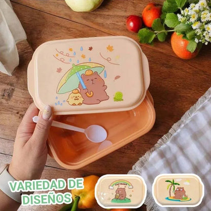 Capybara Lunch Box. Fun School Lunch Box. 4 Different Models Tuper Lunch Box 900Ml Square.