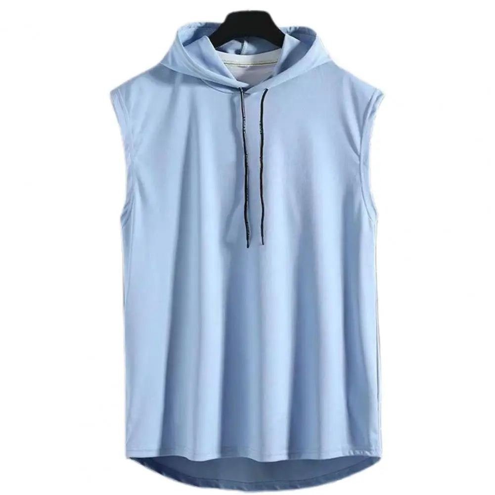 M-3XL Men'S Tank Tops Vest Sleeveless Tees Hooded Male T Shirt Gym Exercise Sports Golf Shirt Korean Style Casual Solid Color